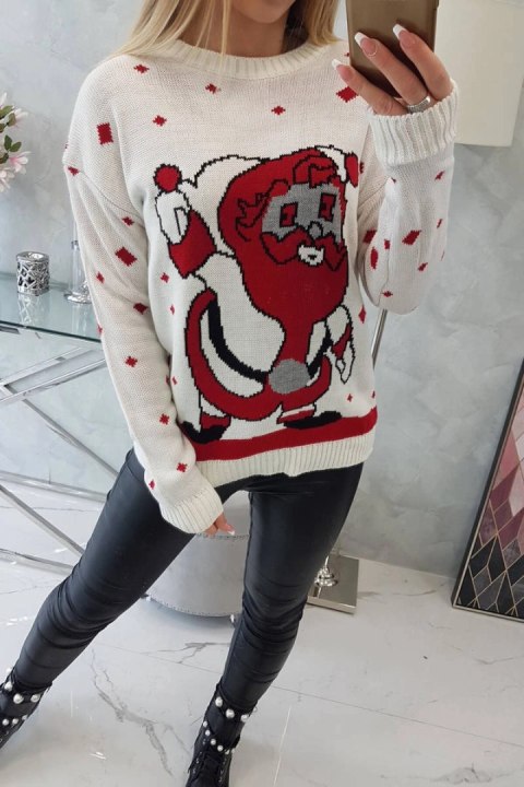 Sweter ze Świętym Mikołajem ecru Sweter ze Świętym Mikołajem ecru