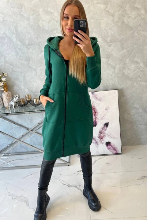 Bluza ocieplana długa z kapturem ciemno zielona Bluza ocieplana długa z kapturem ciemno zielona