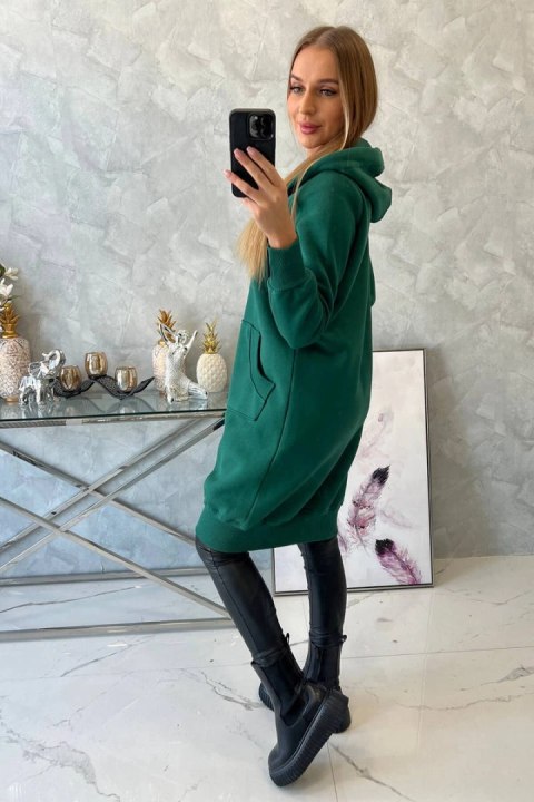 Bluza ocieplana długa z kapturem ciemno zielona Bluza ocieplana długa z kapturem ciemno zielona