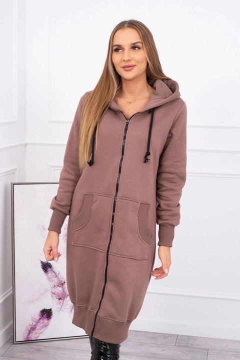 Bluza ocieplana długa z kapturem mocca Bluza ocieplana długa z kapturem mocca