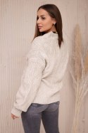 Sweter zapinany na guziki z ozdobnym splotem beżowy
