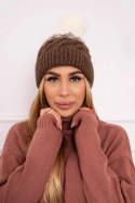 Czapka z polarem Ilona K218 cappuccino+ecru