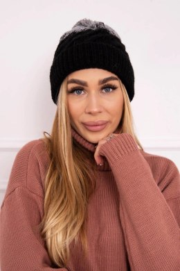 Czapka z polarem Ilona K218 czarny+szary