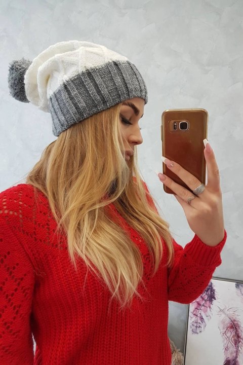Czapka z polarem Milano K203 ecru+szary Czapka z polarem Milano K203 ecru+szary