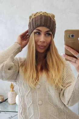 Czapka z polarem Milano K203 żółty melanż+brązowy