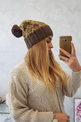 Czapka z polarem Milano K203 żółty melanż+brązowy