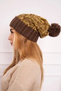 Czapka z polarem Milano K203 żółty melanż+brązowy