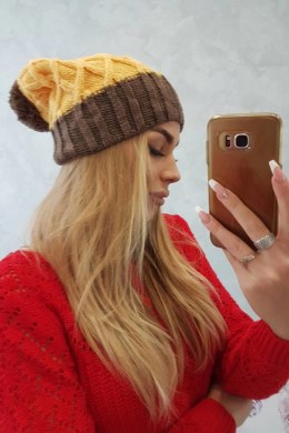 Czapka z polarem Milano K203 żółty+mocca