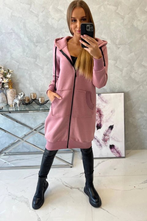 Bluza ocieplana długa z kapturem ciemno różowa Bluza ocieplana długa z kapturem ciemno różowa