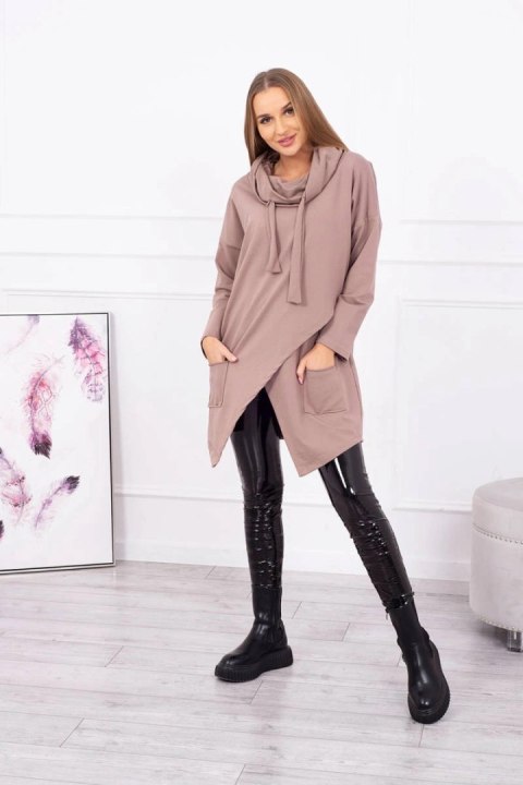 Tunika z kopertowym przodem Oversize mocca Tunika z kopertowym przodem Oversize mocca