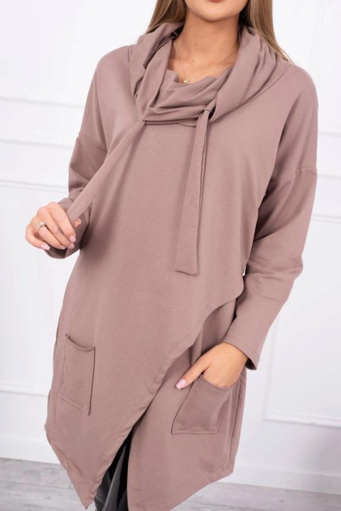 Tunika z kopertowym przodem Oversize mocca Tunika z kopertowym przodem Oversize mocca