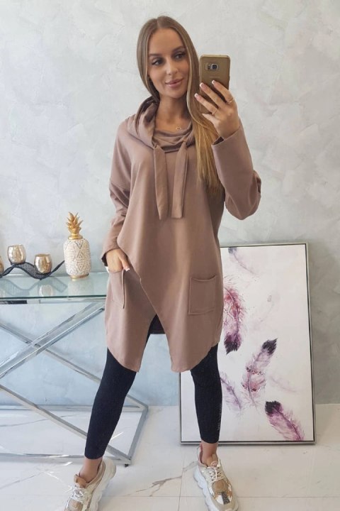Tunika z kopertowym przodem Oversize mocca Tunika z kopertowym przodem Oversize mocca