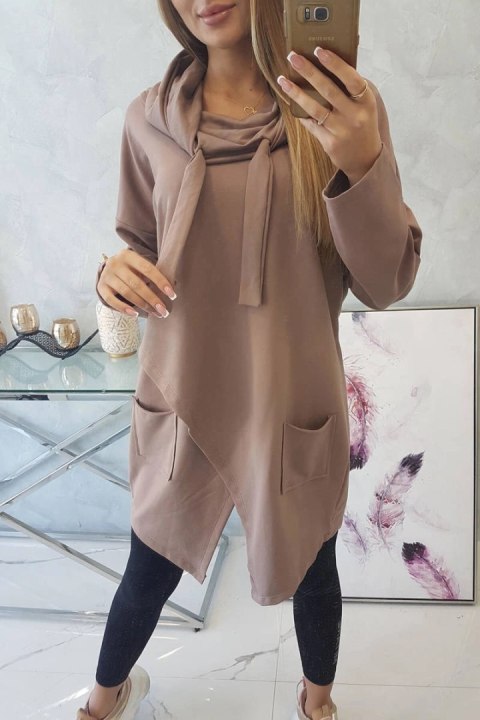 Tunika z kopertowym przodem Oversize mocca Tunika z kopertowym przodem Oversize mocca