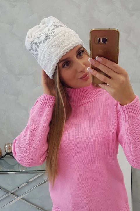 Czapka damska Kira K374 biały+szary Czapka damska Kira K374 biały+szary