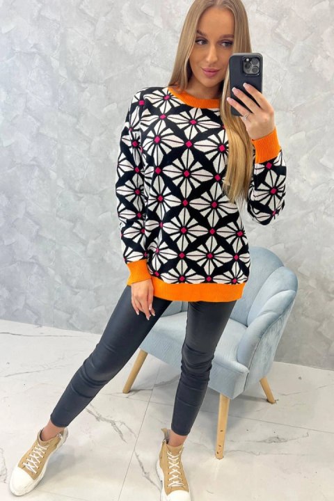 Sweter z geometrycznym motywem czarny Sweter z geometrycznym motywem czarny