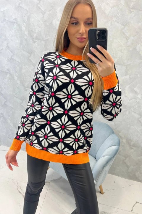 Sweter z geometrycznym motywem czarny Sweter z geometrycznym motywem czarny