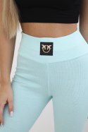 Legginsy w prążek z wysokim stanem jasno miętowe