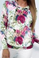 Bluza welurowa z kapturem ecru