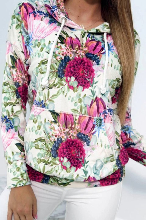 Bluza welurowa z kapturem ecru Bluza welurowa z kapturem ecru