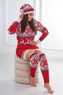 Komplet świąteczny 1002 sweter + czapka + podkolanówki czerwony
