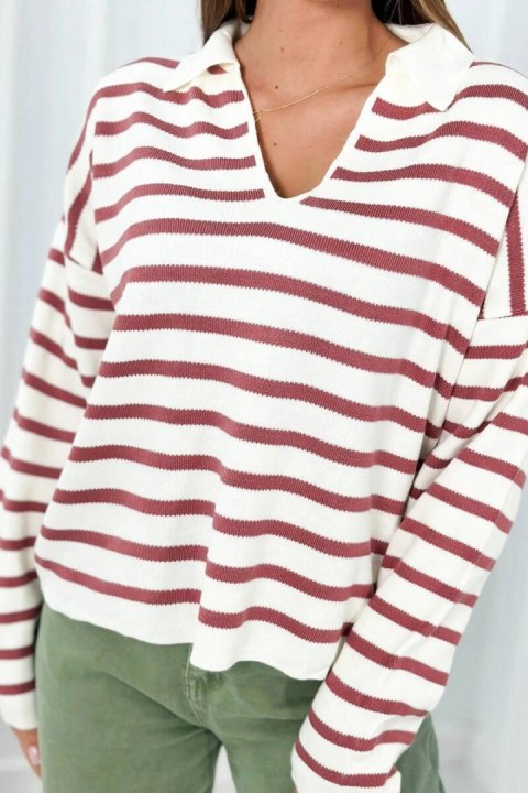 Sweter w paski ciemny różowy Sweter w paski ciemny różowy