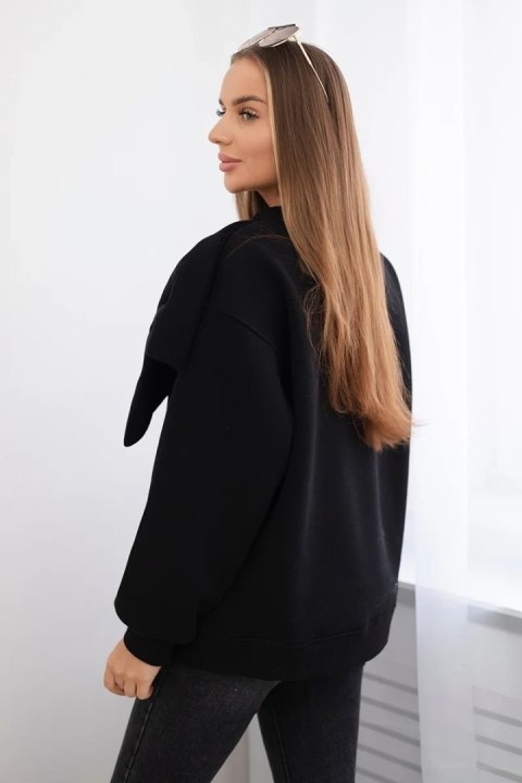 Bluza bawełniana ocieplana z duża kokardą czarna Bluza bawełniana ocieplana z duża kokardą czarna