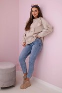 Bluza ocieplana z ozdobnymi kokardami beżowa