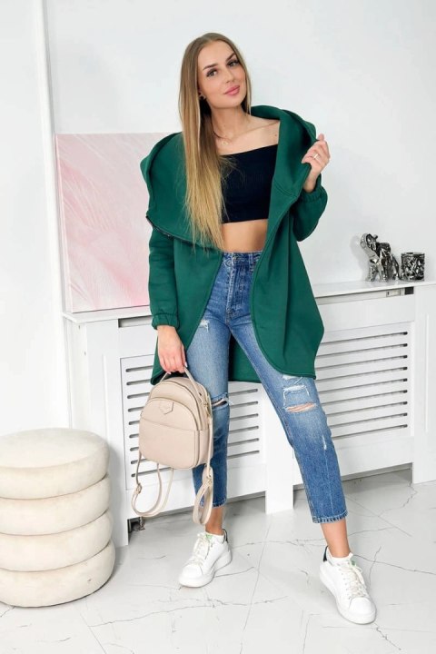Bluza z krótkim suwakiem ciemno zielona Bluza z krótkim suwakiem ciemno zielona