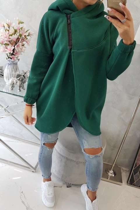 Bluza z krótkim suwakiem ciemno zielona Bluza z krótkim suwakiem ciemno zielona