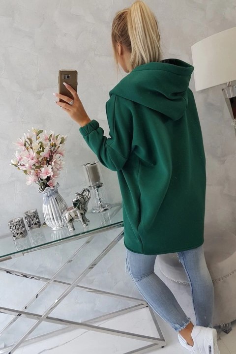 Bluza z krótkim suwakiem ciemno zielona Bluza z krótkim suwakiem ciemno zielona