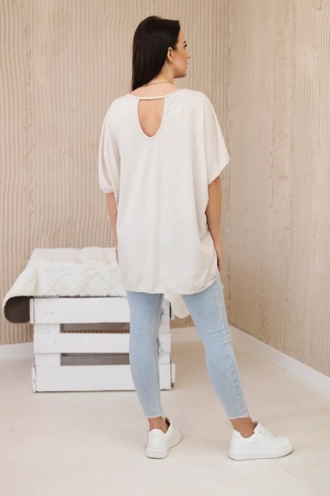 Bluzka bawełniana dekatyzowana plus size beżowa Bluzka bawełniana dekatyzowana plus size beżowa