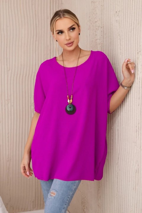 Bluzka oversize z wisiorkiem fioletowa Bluzka oversize z wisiorkiem fioletowa