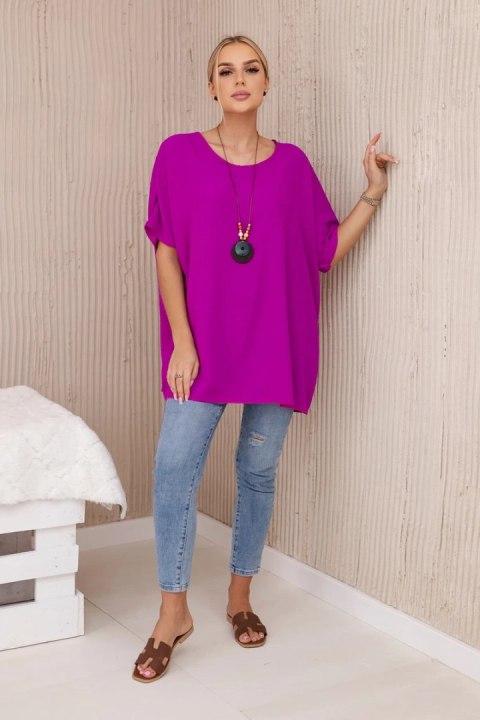Bluzka oversize z wisiorkiem fioletowa Bluzka oversize z wisiorkiem fioletowa