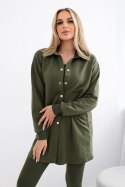 Komplet 3-częściowy bluza, top i legginsy khaki
