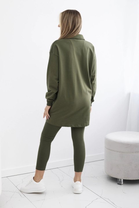 Komplet 3-częściowy bluza, top i legginsy khaki Komplet 3-częściowy bluza, top i legginsy khaki