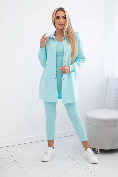 Komplet 3-częściowy bluza, top i legginsy miętowa Komplet 3-częściowy bluza, top i legginsy miętowa