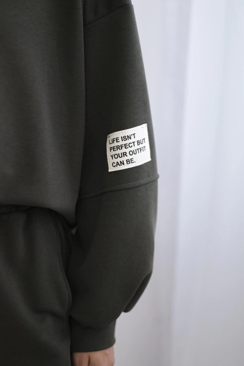 Komplet bawełniany bluza z dłuższym tyłem + spodnie khaki Komplet bawełniany bluza z dłuższym tyłem + spodnie khaki