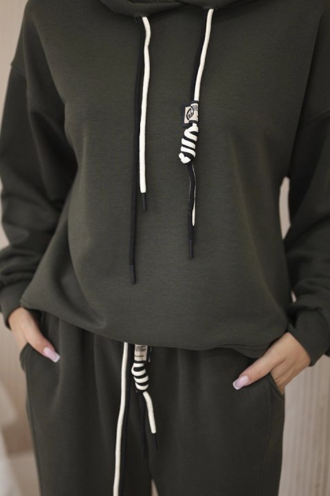Komplet bawełniany bluza z kapturem + spodnie khaki Komplet bawełniany bluza z kapturem + spodnie khaki