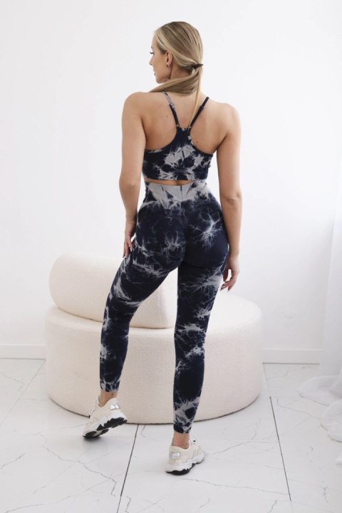Komplet fitness top z regulowanymi ramiączkami + legginsy push up granatowy Komplet fitness top z regulowanymi ramiączkami + legginsy push up granatowy