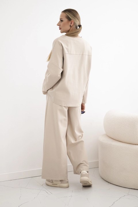 Komplet Punto Milano Winter bluza + spodnie z szeroką nogawką ciemny beżowy Komplet Punto Milano Winter bluza + spodnie z szeroką nogawką ciemny beżowy