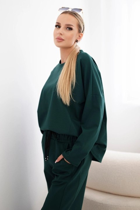 Komplet Punto Milano Winter bluza + spodnie z szeroką nogawką ciemny zielony Komplet Punto Milano Winter bluza + spodnie z szeroką nogawką ciemny zielony