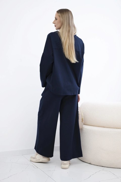 Komplet Punto Milano Winter bluza + spodnie z szeroką nogawką granatowy Komplet Punto Milano Winter bluza + spodnie z szeroką nogawką granatowy