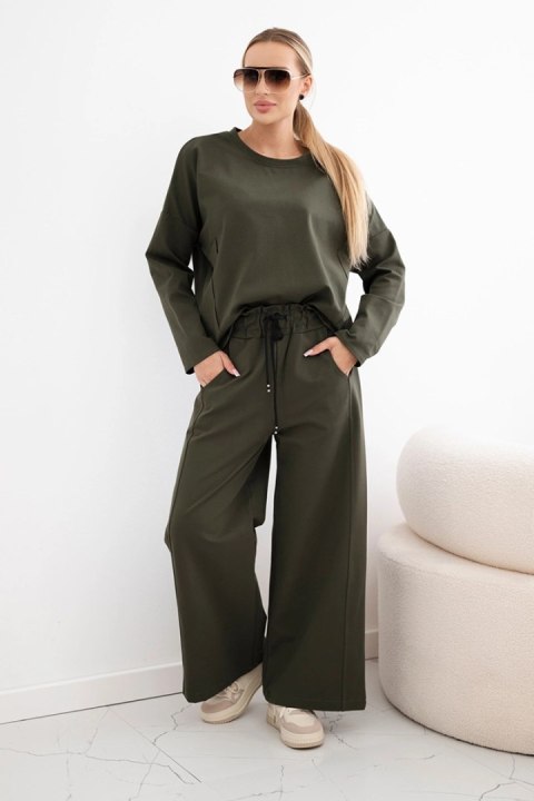 Komplet Punto Milano Winter bluza + spodnie z szeroką nogawką khaki Komplet Punto Milano Winter bluza + spodnie z szeroką nogawką khaki