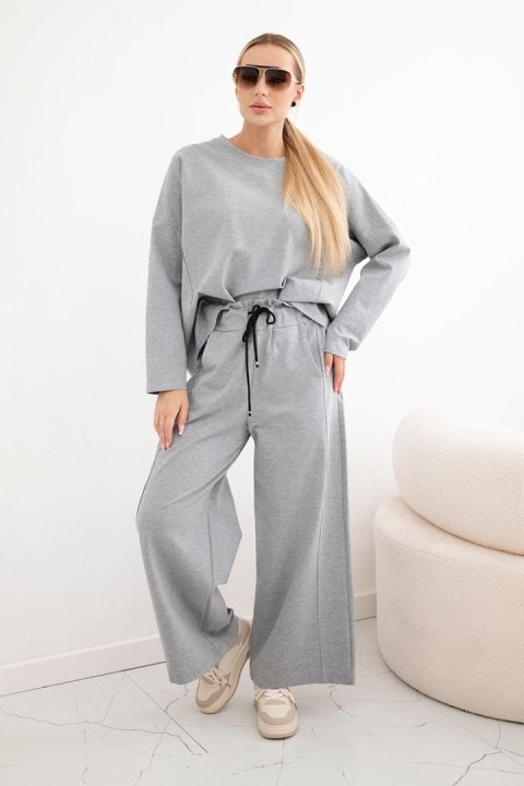 Komplet Punto Milano Winter bluza + spodnie z szeroką nogawką szary Komplet Punto Milano Winter bluza + spodnie z szeroką nogawką szary
