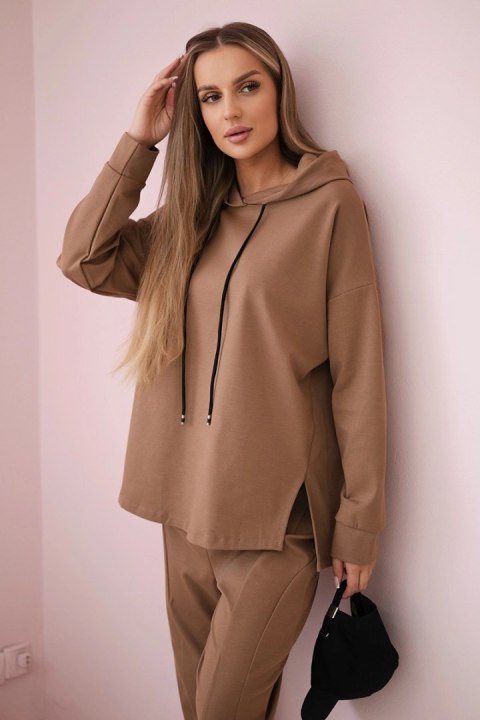 Komplet Punto Milano Winter bluza z kapturem + spodnie camelowy Komplet Punto Milano Winter bluza z kapturem + spodnie camelowy