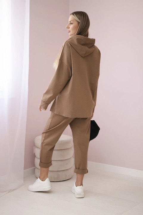 Komplet Punto Milano Winter bluza z kapturem + spodnie camelowy Komplet Punto Milano Winter bluza z kapturem + spodnie camelowy