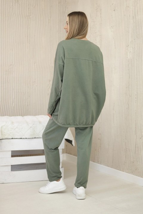 Komplet bawełniany oversize bluza + spodnie khaki Komplet bawełniany oversize bluza + spodnie khaki