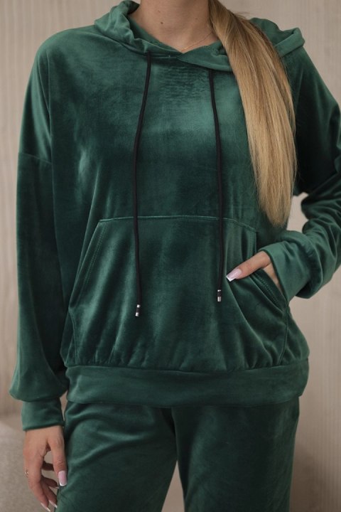 Komplet welurowy bluza kangurka + spodnie zielony Komplet welurowy bluza kangurka + spodnie zielony