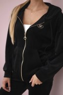 Komplet welurowy bluza z kapturem + spodnie czarny