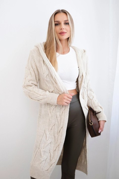 Sweter Kardigan z kapturem beżowy Sweter Kardigan z kapturem beżowy